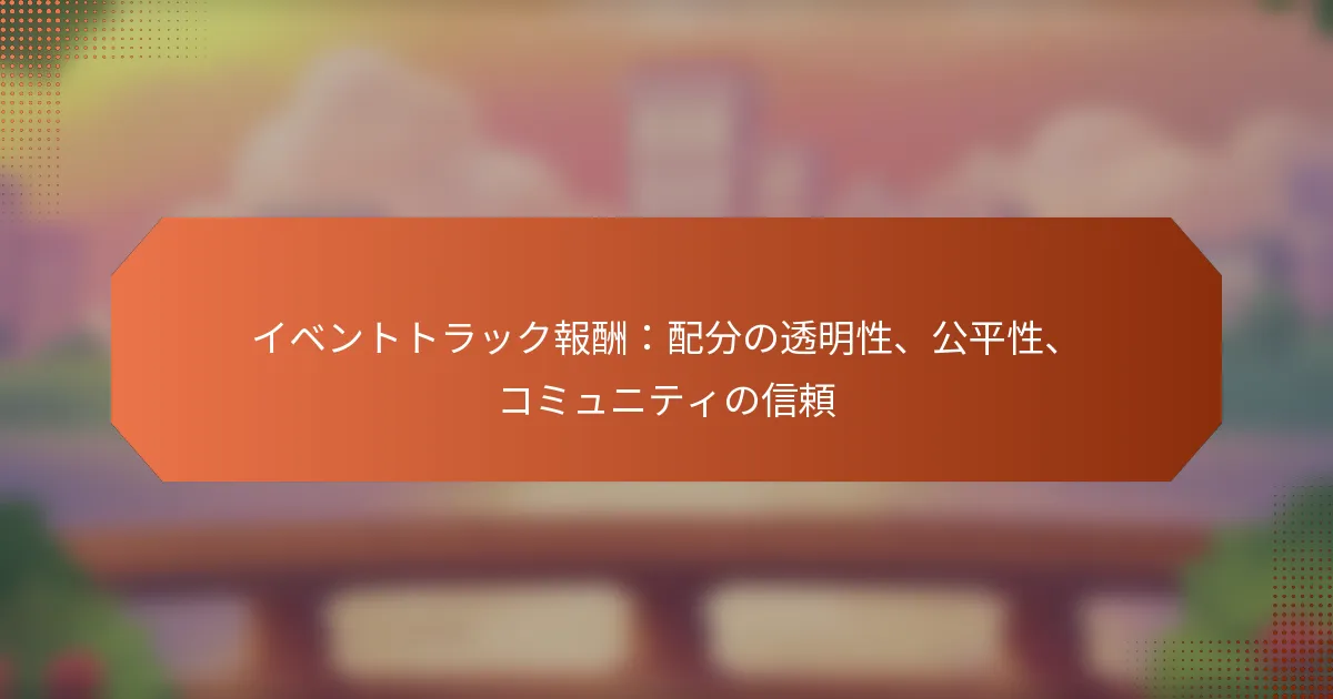 イベントトラック報酬：配分の透明性、公平性、コミュニティの信頼