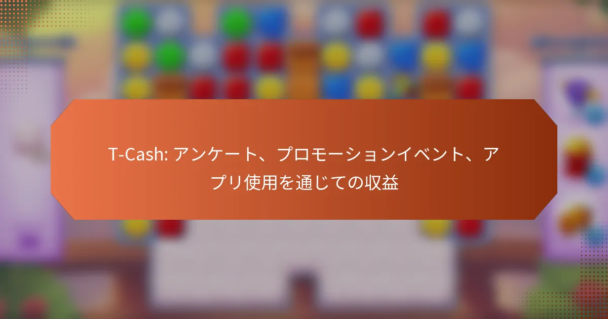 T-Cash: アンケート、プロモーションイベント、アプリ使用を通じての収益