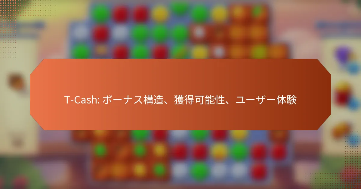 T-Cash: ボーナス構造、獲得可能性、ユーザー体験