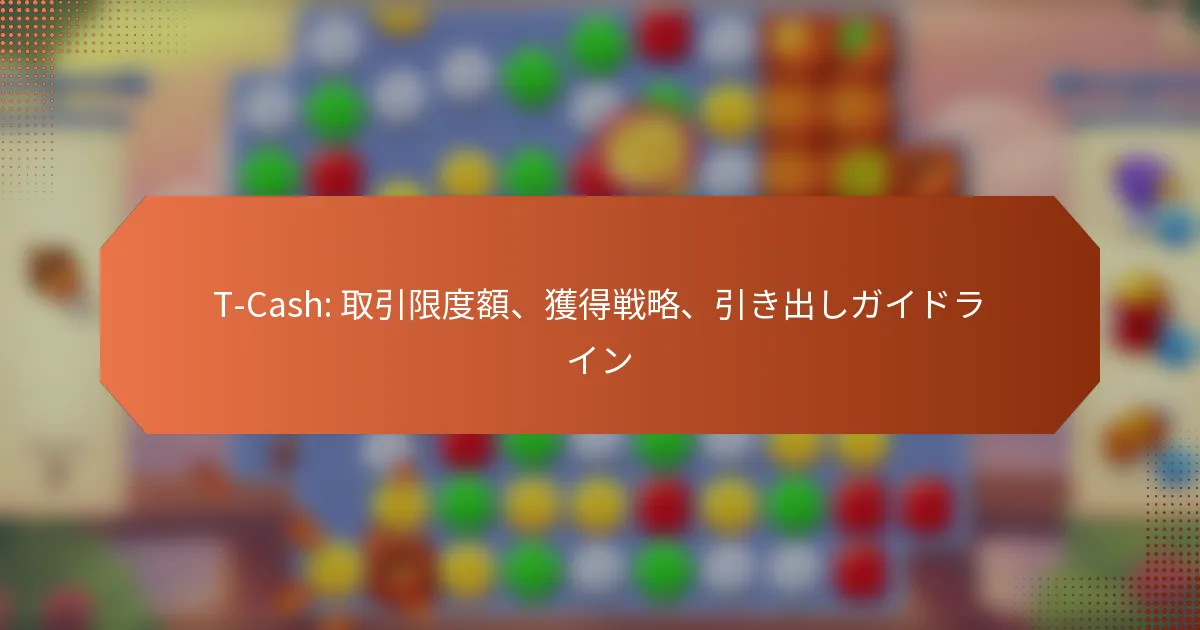 T-Cash: 取引限度額、獲得戦略、引き出しガイドライン
